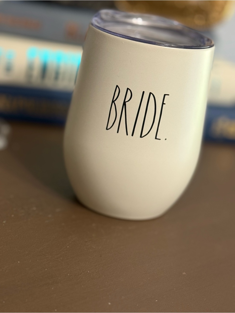 Rae Dunn BRIDE Insulated Wine Tumbler White Wedding Gift with Lid